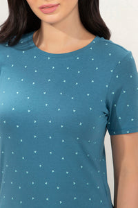 Scoop Neck Sleep Tee - Blue Heart Print thumbnail 4