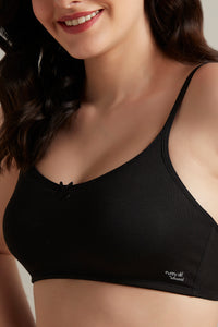 Daily Support Non Padded Non-Wired Cotton Bra - Black thumbnail 4