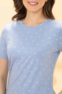 Scoop Neck Sleep Tee - Lavender Tropical Print thumbnail 4