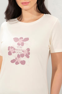 Scoop Neck Sleep Tee - Buttercream Print thumbnail 4
