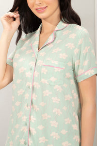 Sleep Shorts Set - Seafoam Green Floral Print thumbnail 4
