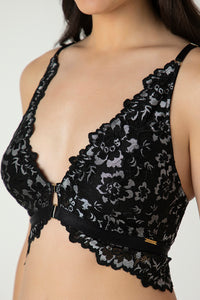 Femme Lace Padded Non-Wired Demi Bra - Black thumbnail 4