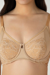 Glam Floral Non-Padded Wired Minimizer Bra - Cornstalk thumbnail 4