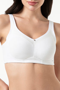 Cotton Smooth Back Solid Non-Padded Non-Wired Support Bra - White thumbnail 4