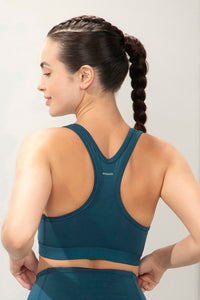 Energize Medium Impact Round Neck Sports Bra - Reflecting Pond thumbnail 4