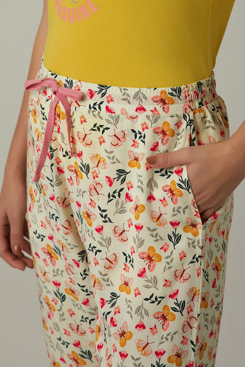 Full Length Pyjama Bottom - Afterglow Butterfly Print
