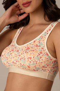 Easy Slip-On Non-Padded Non-Wired Cotton Bra - Daisy Print thumbnail 4