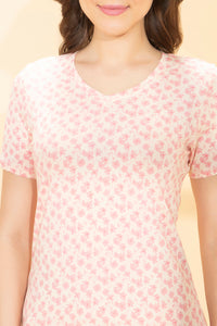 V-Neck Sleep Tee - Bisque Floral Print thumbnail 4