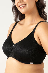 Mystic Elegance Non-padded Wired Minimizer Bra - Black thumbnail 4