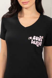 V-Neck Sleep Tee - Soul Wave Print thumbnail 4