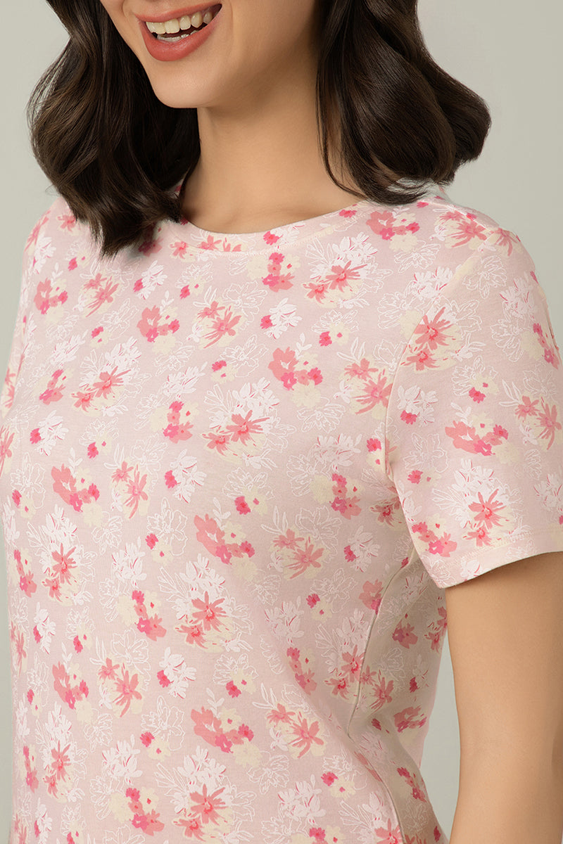 Scoop Neck Sleep Tee - Delicacy Floral Print