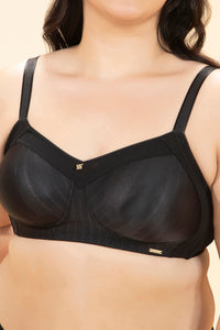 Contoured Comfort Non-Padded Non-Wired Support Bra - Black thumbnail 4