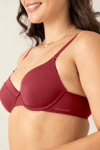 Satin Edge Padded Wired  Bra - Red Dahlia thumbnail 3