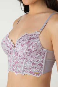 Femme Lace Padded Non-Wired Longline Bra - Thistle thumbnail 4