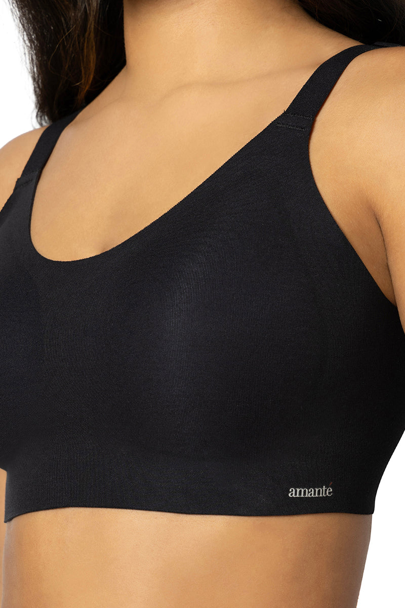 Invisi Breathe Non-Padded Non-Wired Cotton Bra - Black - Image 4 of 5