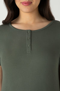 Serene Dream Henley Neck Tee - Thyme thumbnail 4