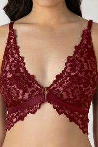 Femme Lace Padded Non-Wired Demi Bra - Biking Red thumbnail 4