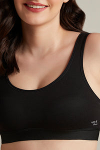 Easy Slip-On Non-Padded Non-Wired Cotton Bra - Black thumbnail 4