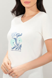 V-Neck Sleep Tee - Snow White Print thumbnail 4