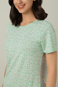 Scoop Neck Sleep Tee - Ditsy Misty Print thumbnail 4