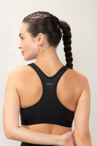 Energize Medium Impact Round Neck Sports Bra - Black thumbnail 4