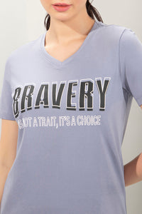 Essential V-Neck Printed Tee - Bravery Print thumbnail 4