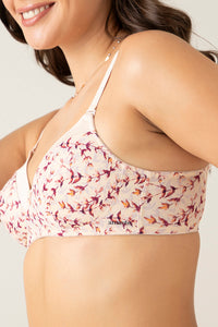 Satin Edge Padded Non-wired T-shirt Bra - Pompaneete Leaf Floral Pr thumbnail 3