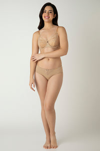 Glam Floral Non-Padded Wired Minimizer Bra - Cornstalk thumbnail 5