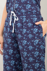 Half-Sleeves Sleep PJ Set - Blue Floral Print thumbnail 5