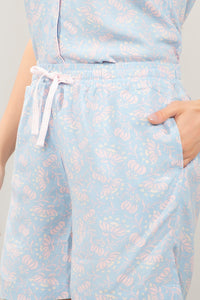 Sleep Shorts Set - Powder Blue Floral Print thumbnail 5