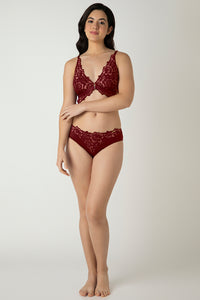 Femme Lace Padded Non-Wired Demi Bra - Biking Red thumbnail 5