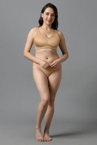 Airy Padded Non-wired Support Bra - Sandalwood thumbnail 5