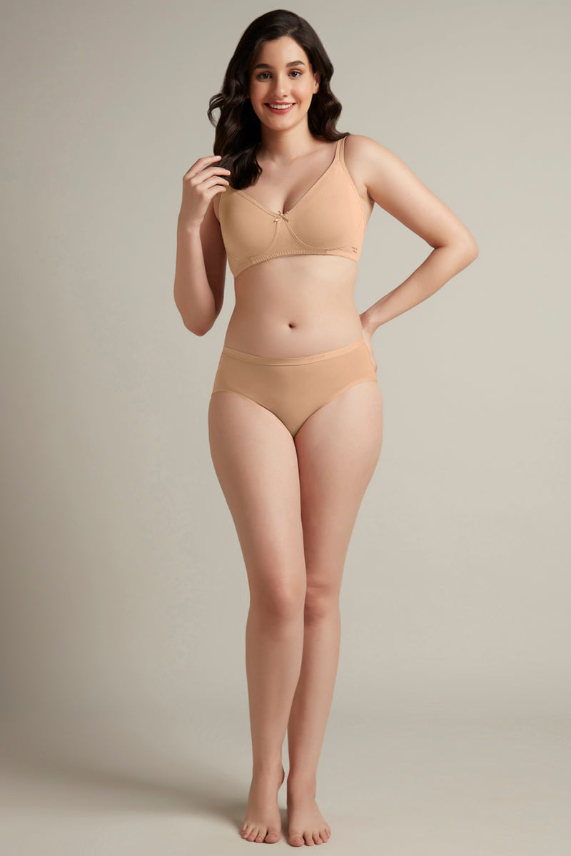 Chic Comfort Non-Padded and Non-Wired Cotton Bra - Sandalwood