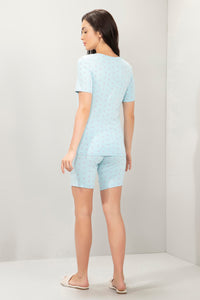 V-Neck Sleep Tee - Blue Bow Print thumbnail 5