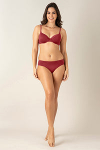 Satin Edge Padded Wired  Bra - Red Dahlia thumbnail 4