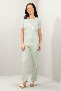 Full Length Pyjama Bottom - Seafoam Green Floral Print thumbnail 5