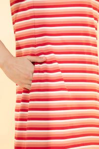 Lounge Laze Dress - Coral Stripes thumbnail 5