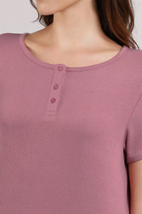 Serene Dream Henley Neck Tee - Mesa Rose thumbnail 5