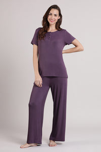 Serene Dream Henley Neck Tee - Vintage Violet thumbnail 4