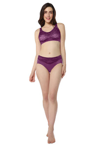 Elegant Lace Non-Padded Non-Wired Support Bra - Pickled Beet & Stucco thumbnail 5