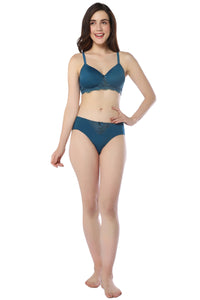 Lace Elegance Padded Non-Wired Bra - Gebralta Blue thumbnail 5
