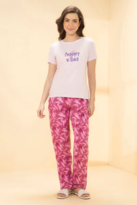 Full Length Pyjama Bottom - Red Violet Floral Print thumbnail 5