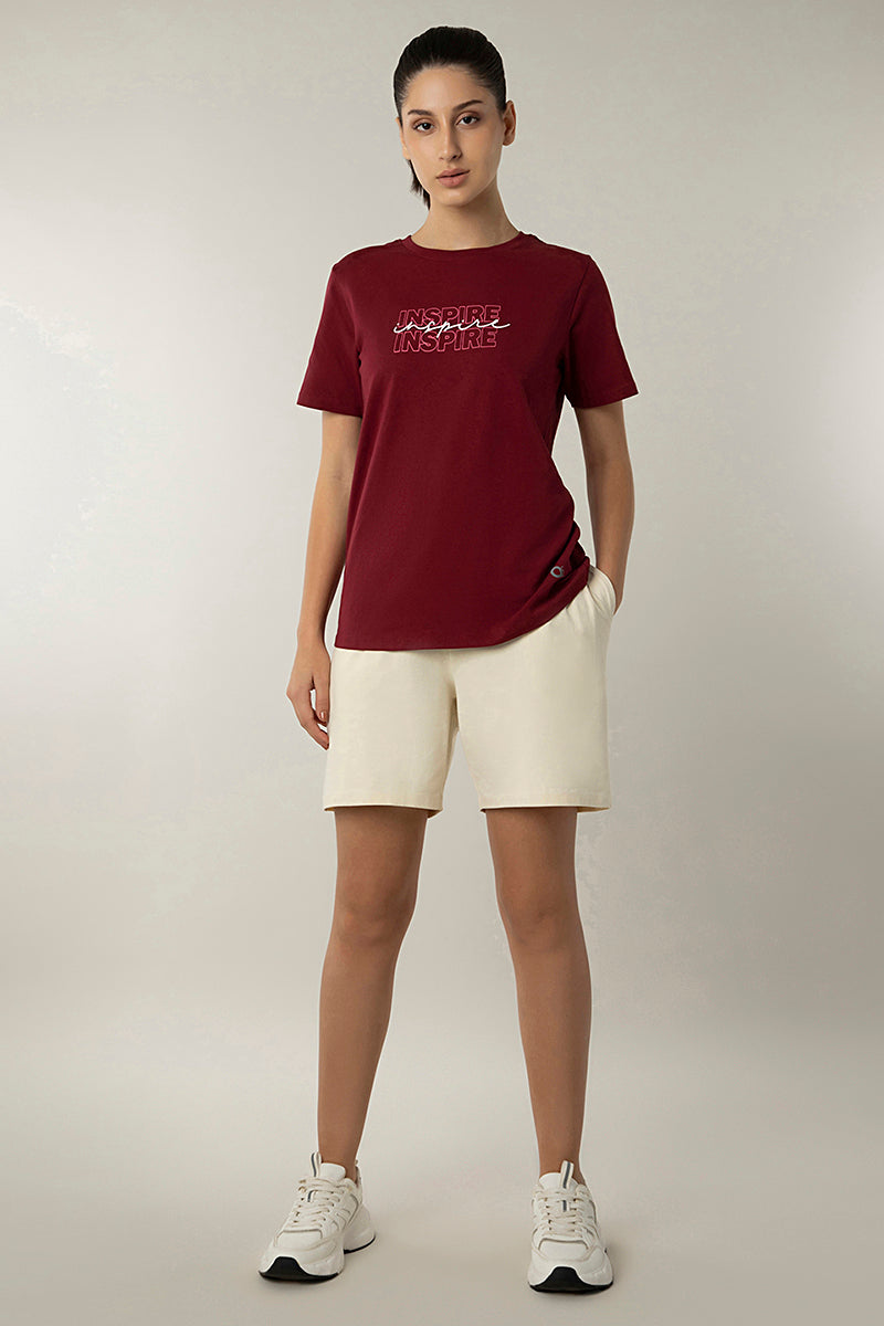 Essential Printed Tee - Red Plum - Image 5 of 6