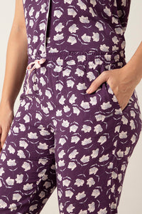 Half-Sleeves Sleep PJ Set - Shadow Purple Floral Print thumbnail 5