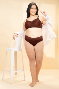 Contoured Comfort Non-Padded Non-Wired Support Bra - Cherry Mahogany thumbnail 5