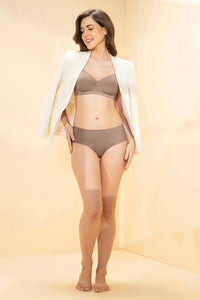 Breathable Easy Padded Wired Cotton Bra - Warm Taupe thumbnail 5