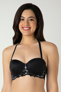 Femme Lace Padded Wired Multiway Bra - Black thumbnail 5