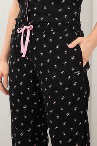 Half-Sleeves Sleep PJ Set - Black Beauty Floral Print thumbnail 6
