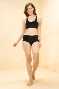 Active Cotton Padded Non-Wired Sports Bra - Black thumbnail 5