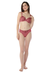 Sheer Luxe Padded Wired Demi Bra - Autumn Rose & Dusty Rose thumbnail 5